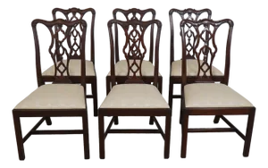 Set of 6 Henkel Harris Mahogany Chippendale Style Side Dining Chairs