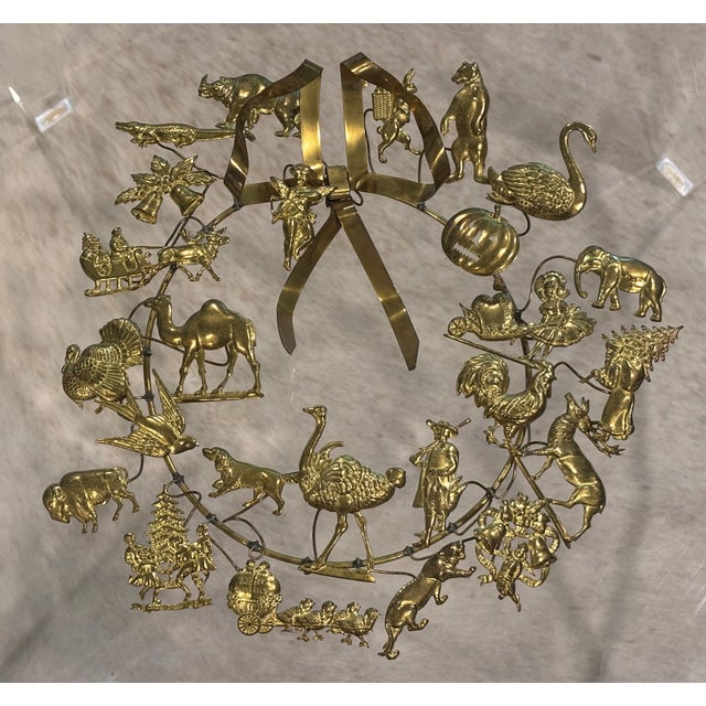 Traditional Vintage Petite Choses Brass Holiday Wreath For Sale - Image 3 of 13