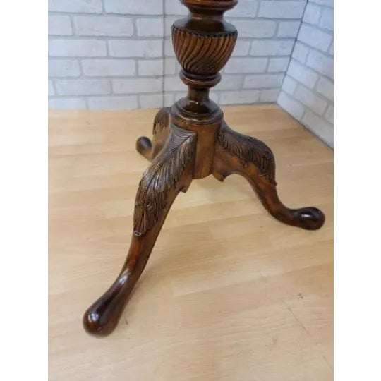 Late 20th Century Vintage Georgian Style Flame Mahogany Carved Pie Crust Table by Maitland-Smith For Sale - Image 5 of 9