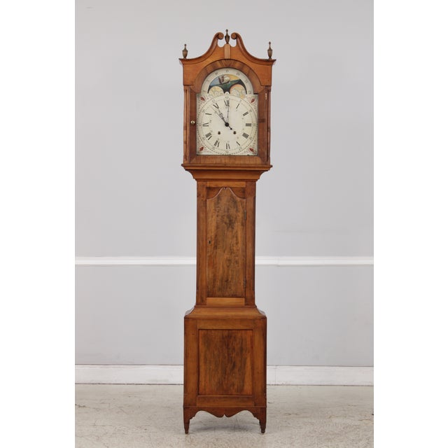 American Period American Cherry Tall Cased Grandfather Clock For Sale - Image 3 of 18
