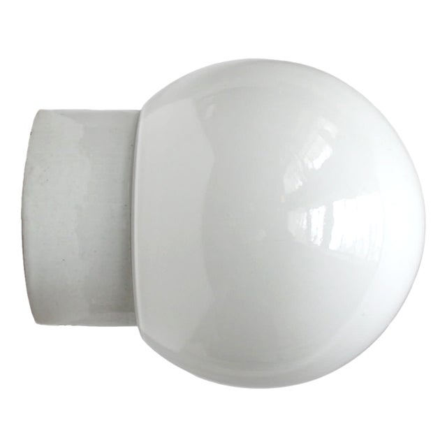 Vintage Industrial Opaline Glass Sconce, 1950s For Sale