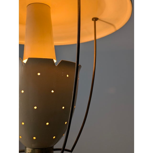 Italian Perforated Metal Pendant Lamp with Brass Details, 1940s For Sale - Image 6 of 13