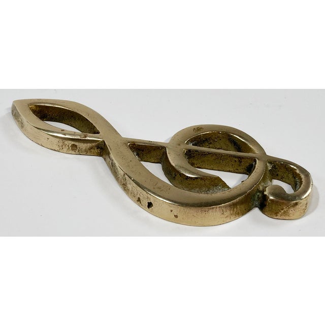 Figurative Vintage Brass Treble Clef Paper Weight For Sale - Image 3 of 4
