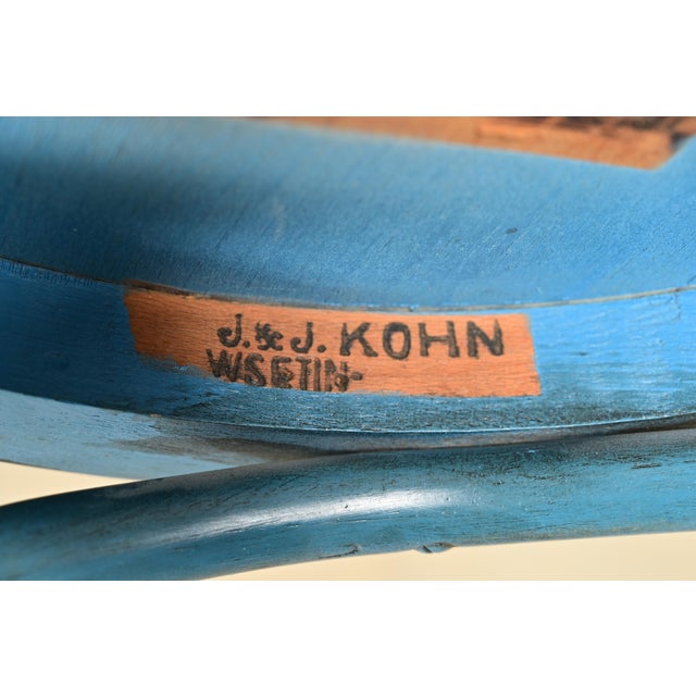 Jacob & Josef Kohn Antique Austrian Teal Lacquered Bentwood Bistro Chairs or Dining Chairs, Set of Four For Sale - Image 13 of 15