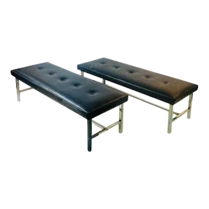 1970s Modern Chrome & Button Tufted Benches - A Pair