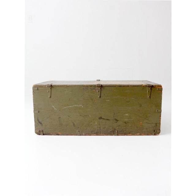 Wwii Military Storage Wooden Crate Trunk For Sale - Image 4 of 16