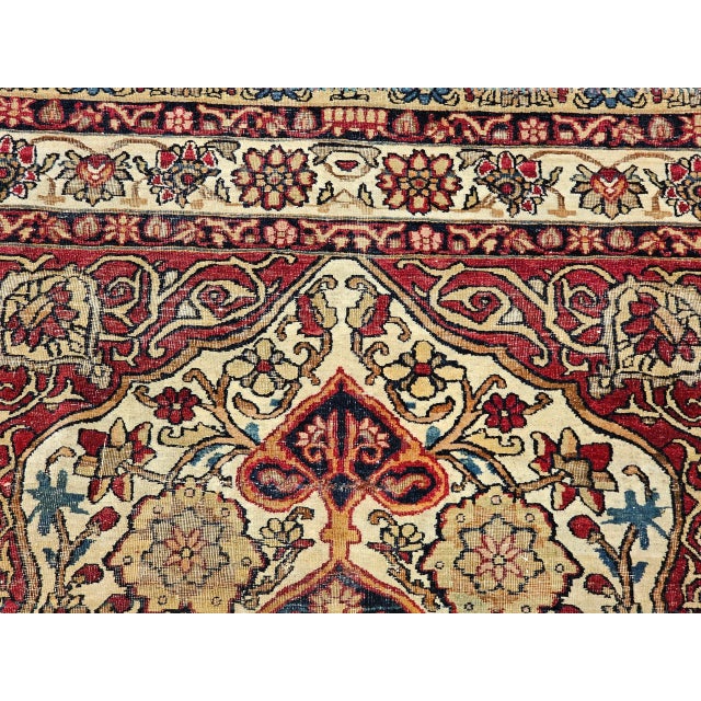 Persian Antique Persian Kerman Lavar Area Rug, Floral Design, Wool, 1880s For Sale - Image 3 of 12