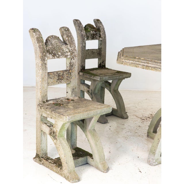Brutalist Style Concrete Table and Set of Four Chairs, England 1960s For Sale - Image 10 of 12