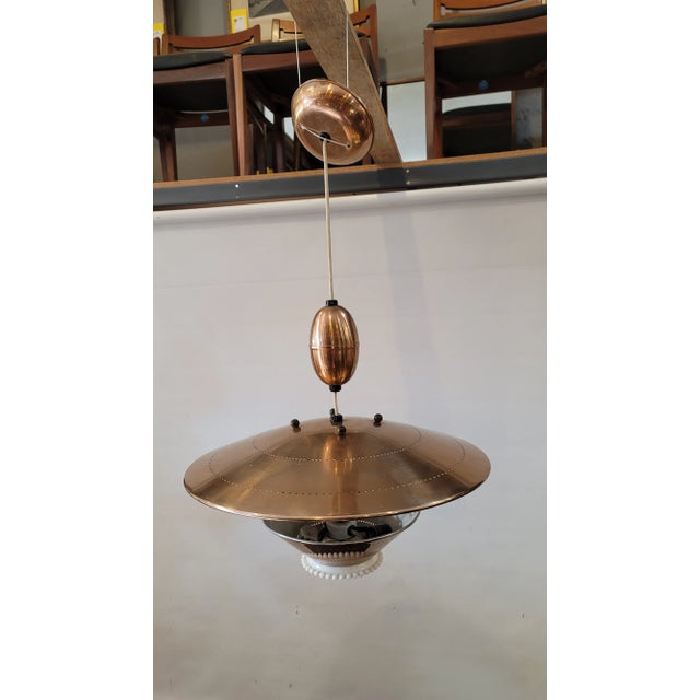 Mid-Century Modern 1960's Mid -Century Chandelier Atomic Adjustable Aluminum Copper Color For Sale - Image 3 of 6