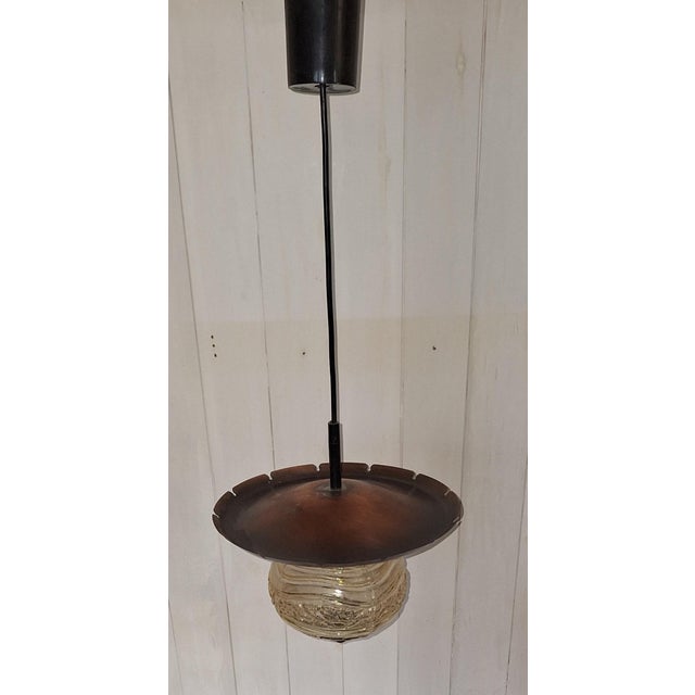Vintage Rustic Pendant Lamp with Copper Frame from Fischer-Leuchten, 1970s For Sale - Image 4 of 8