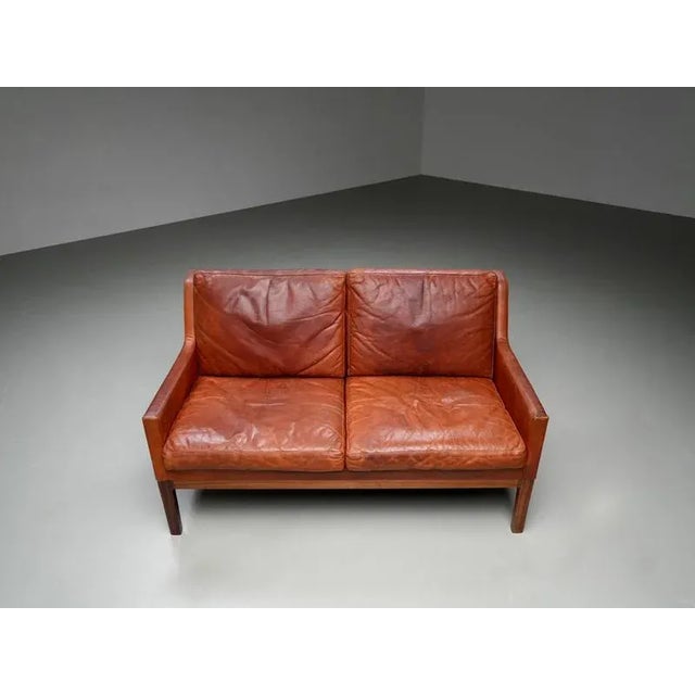 2-Seater Sofa in Cognac Leather by Kai Lyngfeldt Larsen, Denmark, 1960s For Sale - Image 15 of 16