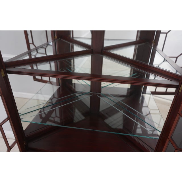 Wood Henkel Harris Chippendale Mahogany Corner China Cabinet For Sale - Image 7 of 18