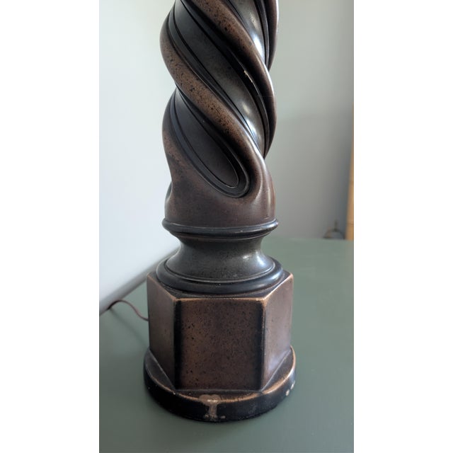 Brown 1969 Pieri Large Statement Sculptural Twisted Chalkware Table Lamp For Sale - Image 8 of 12