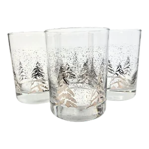Dansk Silver Pines Double Old Fashioned Glasses- Set of Four