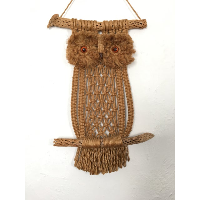 1960s MidCentury Macrame Owl Wall Hanging Chairish