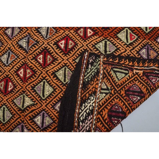 Turkish Antique Tribal Oushak Kilim Rug For Sale - Image 3 of 10