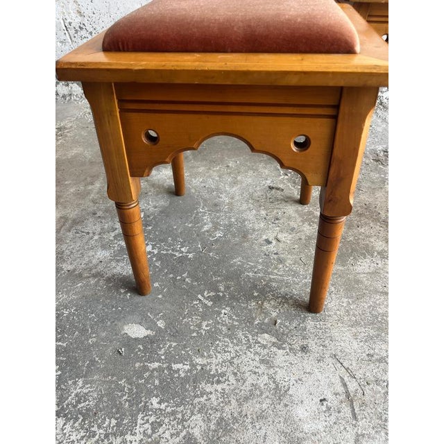 Vintage Rustic Gothic Revival Stools, 1970s, Set of 3 For Sale - Image 6 of 9