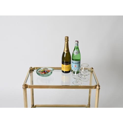 Mid-Century Modern French Bar Cart in Brass from Maison Jansen, 1970s For Sale - Image 12 of 14