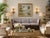 Charming 1970s French Provincial-style sofa featuring a substantial carved oak frame with a classic ladder-back design,...