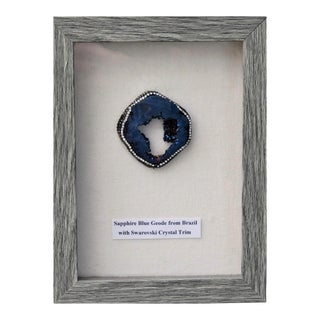Shadowboxed Geode in Sapphire Blue With Swarovski Crystals For Sale