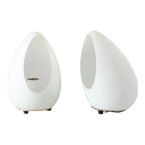 Two 1990s Modernist Opaline White Glass Italian Egg Bed Lamps by Lumen Center