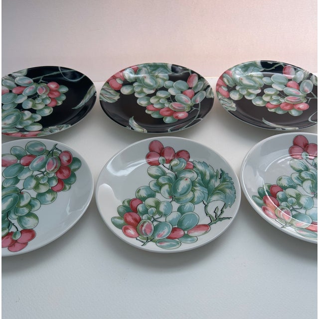 Illustration Set of 6 Vendanges Small Porcelain Plates by Philippe Deshoulieres For Sale - Image 3 of 17