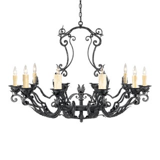 1990s Bronze Chandelier - Boho Chic Wrought Iron For Sale