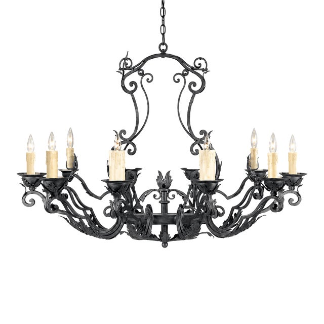 1990s Bronze Chandelier - Boho Chic Wrought Iron For Sale