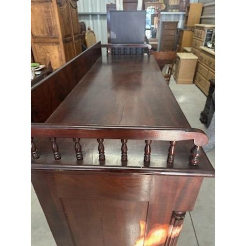 Brown Antique 19th C. American Empire Crotch Flame Mahogany Sideboard Buffet For Sale - Image 8 of 10