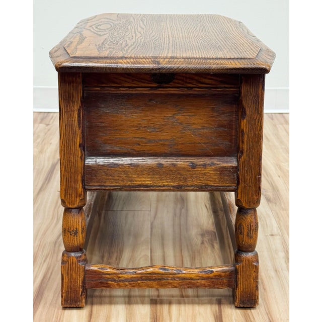 Brown Vintage Craftsman Style Federal Solid Oak Table For Sale - Image 8 of 11