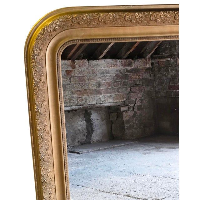 Large Antique Gilt Overmantle Wall Mirror, 1900s For Sale - Image 4 of 8