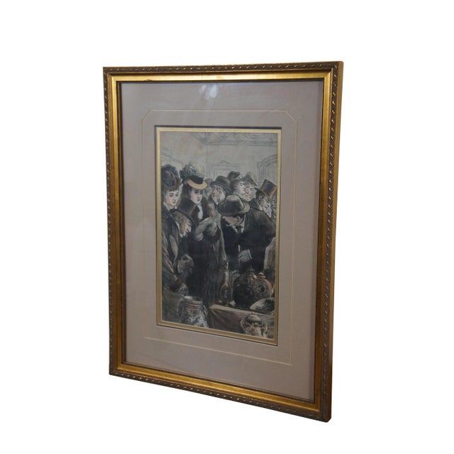 Victorian Antique Victorian Colored Engraving Auction Bric-A-Brac Centennial Exhibition For Sale - Image 3 of 9