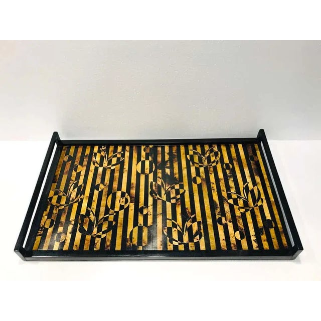 2000 - 2009 R&y Augousti Mosaic Tray in Black and Tortoise Pen-Shell, Circa 2000 For Sale - Image 5 of 13