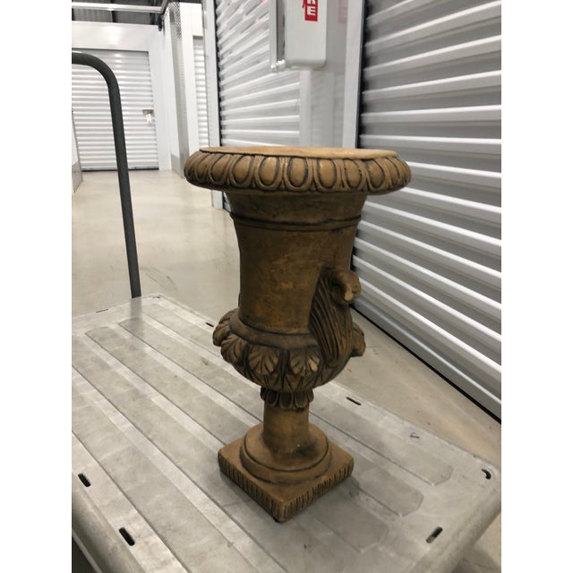 Stone Vintage Tall Garden Stone Urn With Handles For Sale - Image 7 of 8