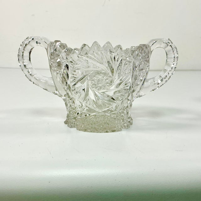 Late 1800s Antique Boho Chic Hollywood Regency American Brilliant Cut Creamer & Sugar - A Pair For Sale - Image 9 of 17