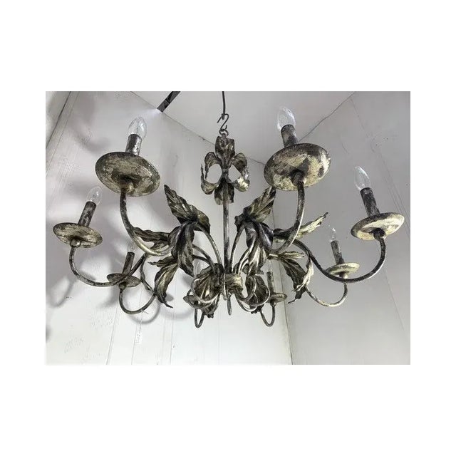 Purple Brunish-Silver Florentine Wrought Iron Chandelier by Simoeng For Sale - Image 8 of 10
