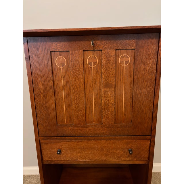 Wood Stickley Arts & Crafts Harvey Ellis Oak Organizer Secretary For Sale - Image 7 of 8