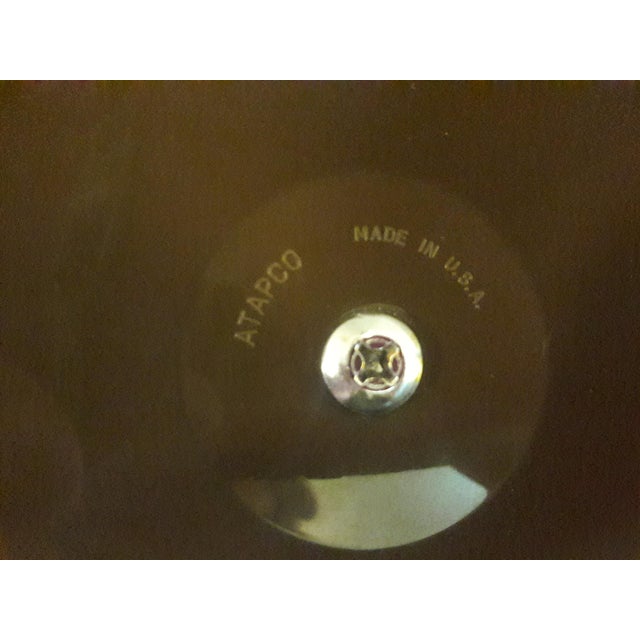 Vintage Retro Atapco Faux Wood Grain / Chrome Lid Round Ice Bucket For Sale - Image 4 of 5