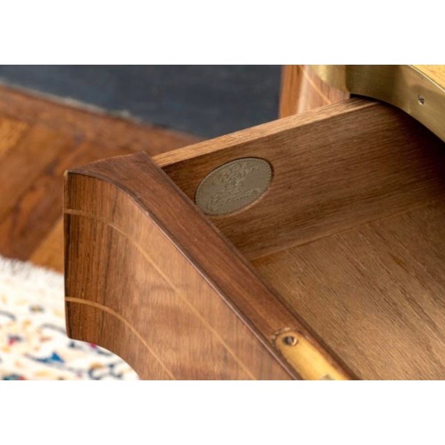 Mid-Century Baker Furniture Regency Rosewood Kidney Desk With Solid Brass Gallery Banding For Sale - Image 10 of 16