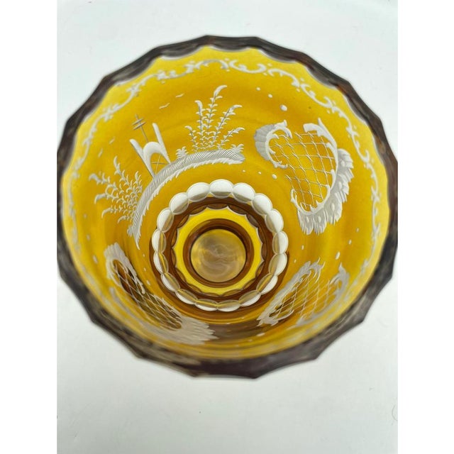 Goldenrod Chalices in Hand-Cut Amber Crystal by Moosbauer Nördlingen, 1950s, Set of 2 For Sale - Image 8 of 18