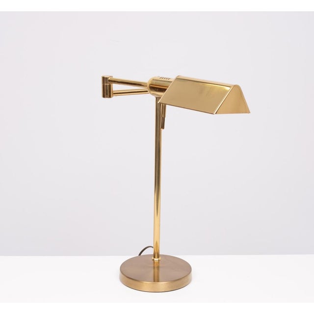 1980s Vintage Swing Arm Desk Lamp in Brass, 1980s For Sale - Image 5 of 9