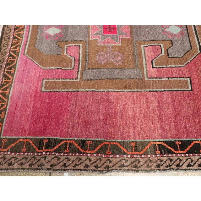 Raspberry Red Galerie Shabab Collection Mid-20th Century Handmade Turkish Anatolian Long & Narrow Gallery Carpet For Sale - Image 8 of 10