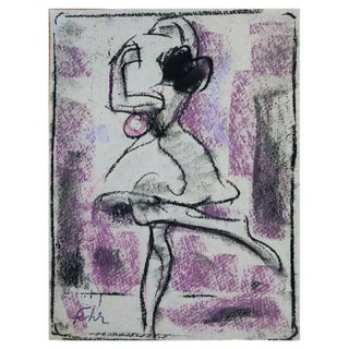 Henri Fehr, Dancer, Crayon & Pastel on Tracing Paper, 1970s For Sale