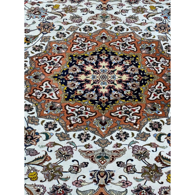 Fine Persian Tabriz Wool & Silk Rug 6’7” X 10’2” For Sale - Image 4 of 6