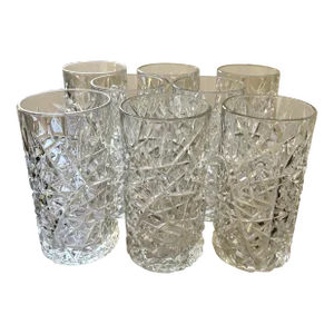 Late 20th Century Crystal D’arches Cut Crystal Glass Highball Glasses- Set of 8