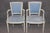 Pair of French Louis XVI Style Creme & Blue Paint Decorated Armchairs C. 1930's For Sale - Image 4 of 15