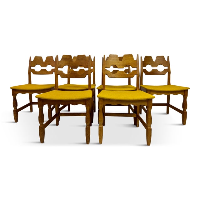 Danish Razorblade Oak Dining Chairs by Henning Kjaernulf, 1960s, Set of 6 For Sale - Image 18 of 18