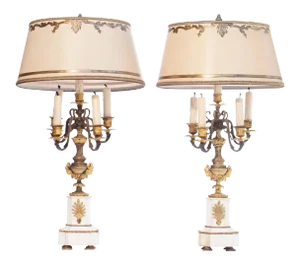 19th C. French Bronze and Marble Lamps