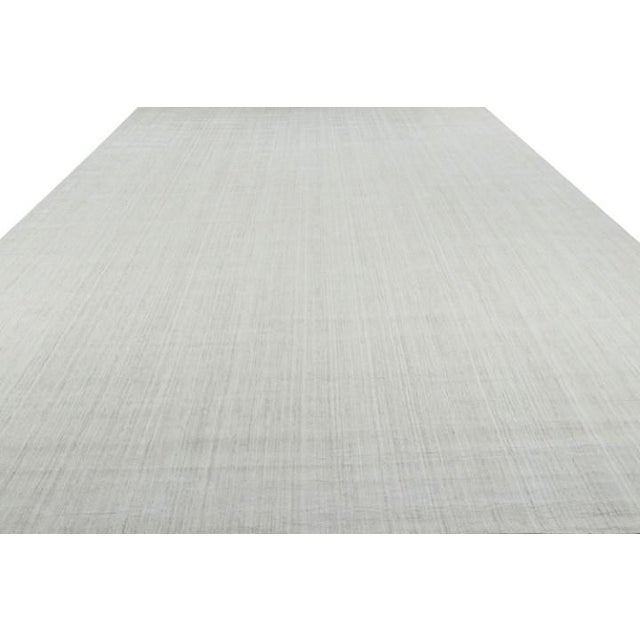 2010s Rug & Kilim’s Oversized Textural Rug in Solid White and Silver-Gray Striae - 11x19 For Sale - Image 5 of 8