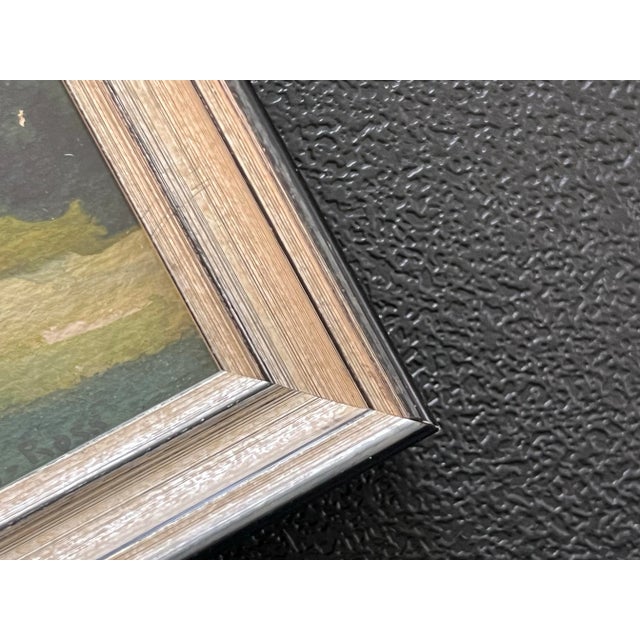 Vintage Framed Watercolor Stormy Farm Landscape For Sale - Image 11 of 11